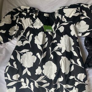 Kate Spade x Target Black & White Floral Puff-Sleeve Tunic Top